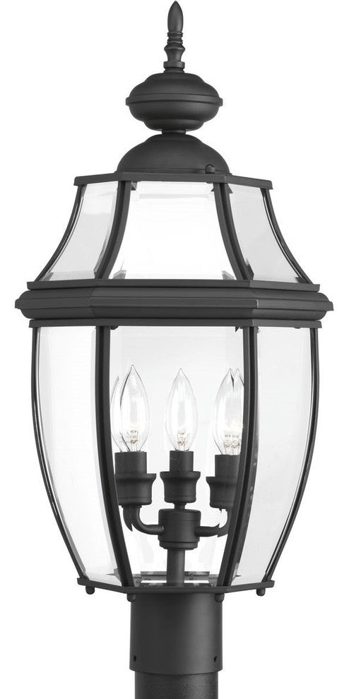 Progress Lighting New Haven 3-Light, Black Post Lantern
