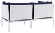 Lounge Loveseat Sofa, Sunbrella, Aluminum, Metal, White Blue Navy, Outdoor