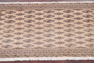 Consigned, Vintage Geometric Persian Handmade Oriental Rug, Brown, 2'1"X4'2"