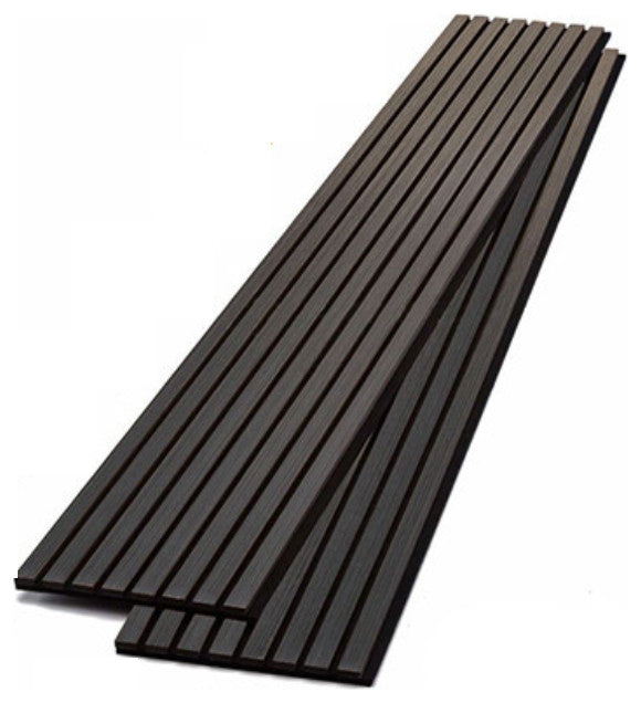 Acoustic Slat Wood Panels 2-Pack, Black, 8'