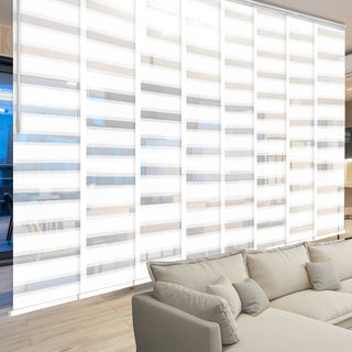 Blanched White 8-Panel Track Extendable Vertical Blinds 130-175"W