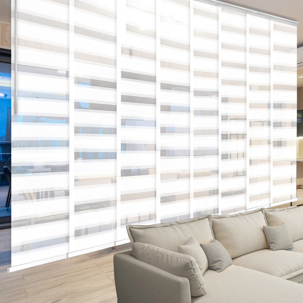 Blanched White 8-Panel Track Extendable Vertical Blinds 130-175"W