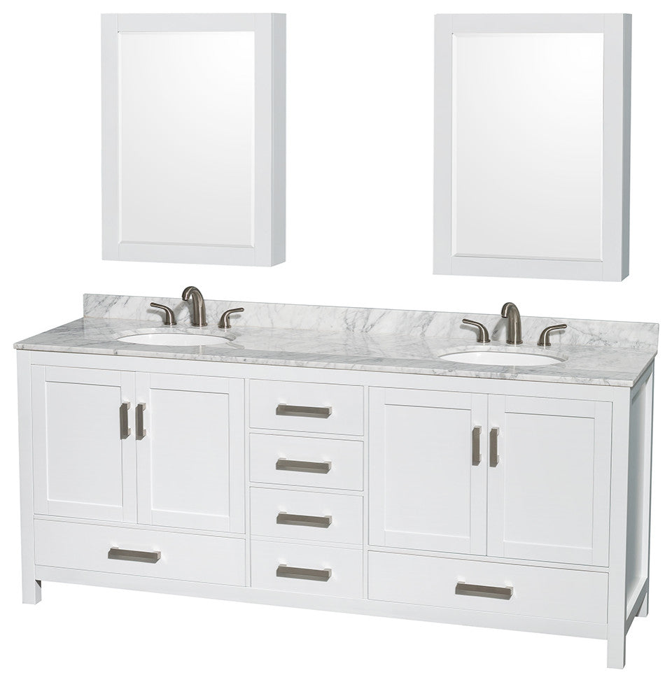 Wyndham WCS141480DWHCMUNOMED 80 Inch Double Bathroom Vanity in White