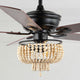 Opal 52" 3-Light Farmhouse Rustic Shade LED Ceiling Fan With Remote, Black