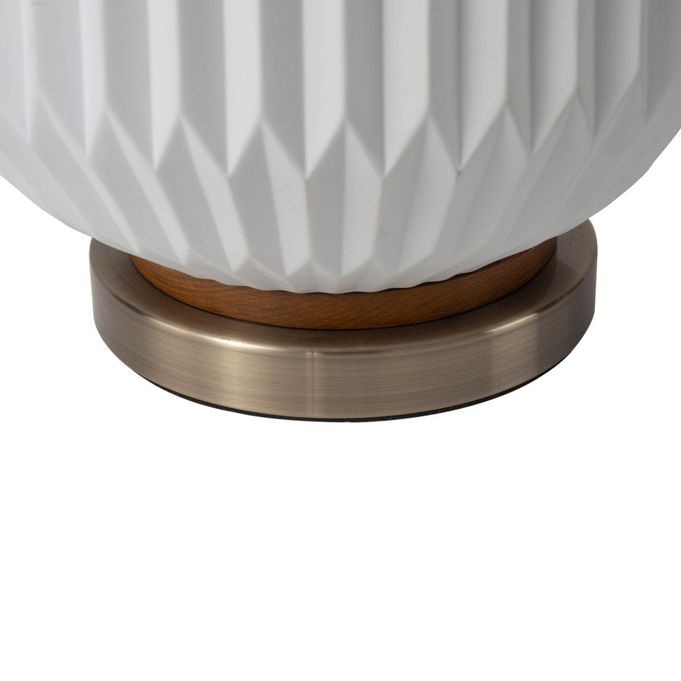 Moraga Table Lamp - 24", Bone Porcelain and Walnut, 4-Way Rotary Switch