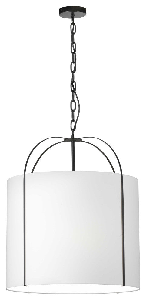 Quincy Contemporary 3 Light White Matte Black Fabric Pendant