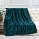 Ashley Brushed Faux Fur & Matching Sherpa Borrego Backing Throw, Dark Teal, 50" X 60"