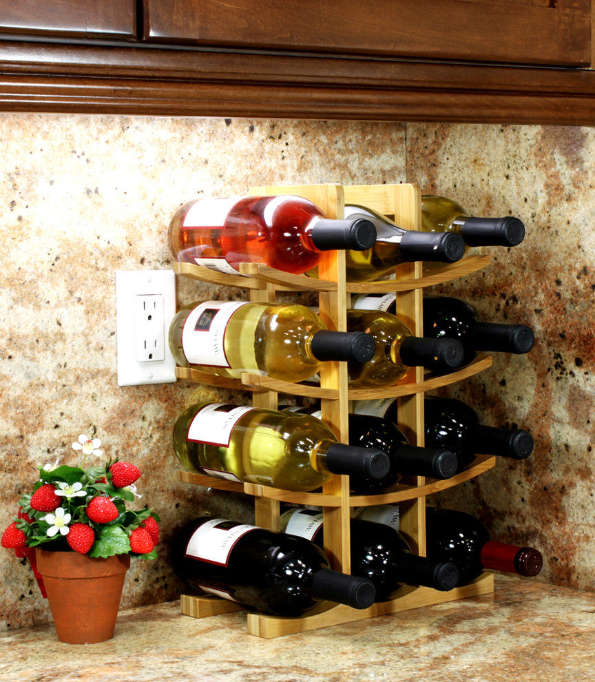 12-Bottle Bamboo Wine Rack, Natural