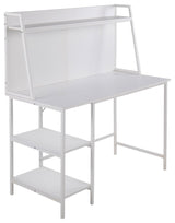 Geo Shelf Desk, White Steel, White MDF