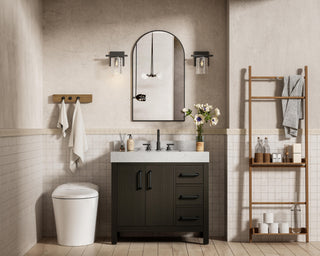 Home Living 36" Single Bathroom Vanity, Mocha Brown With Backsplash