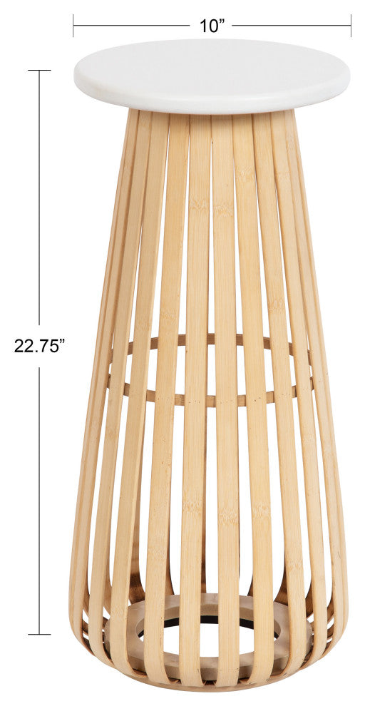 Oren Accent Table, White/Natural 10"x10"x23"