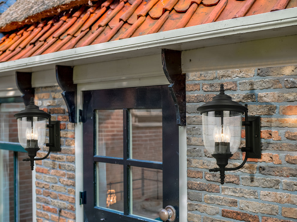 Eglo 3x60w Outdoor Wall Light W/ Matte Black Finish And Clear Seeded Glass - 202