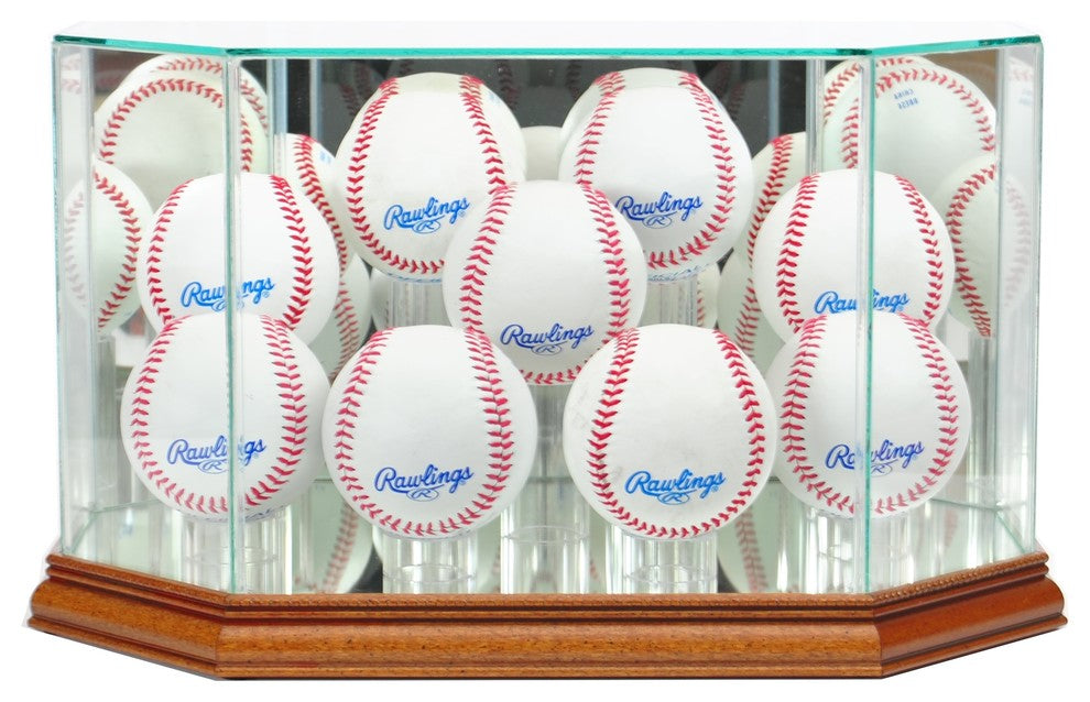 Octagon 9 Baseball Display Case, Walnut