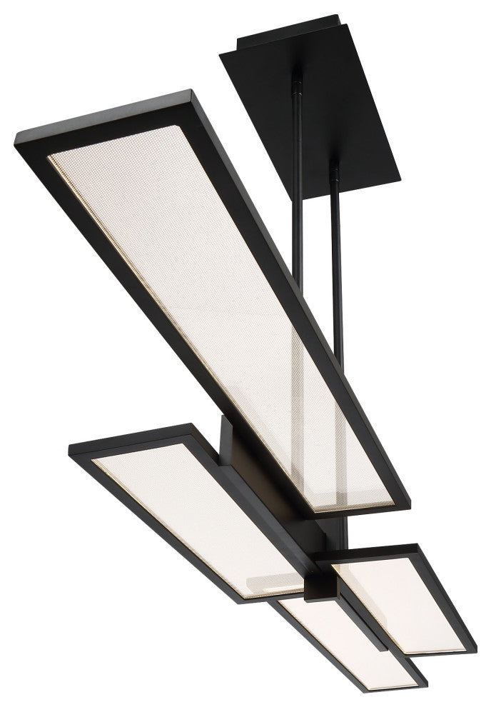 1 Light Contemporary Large Chandeliers, Matte Black