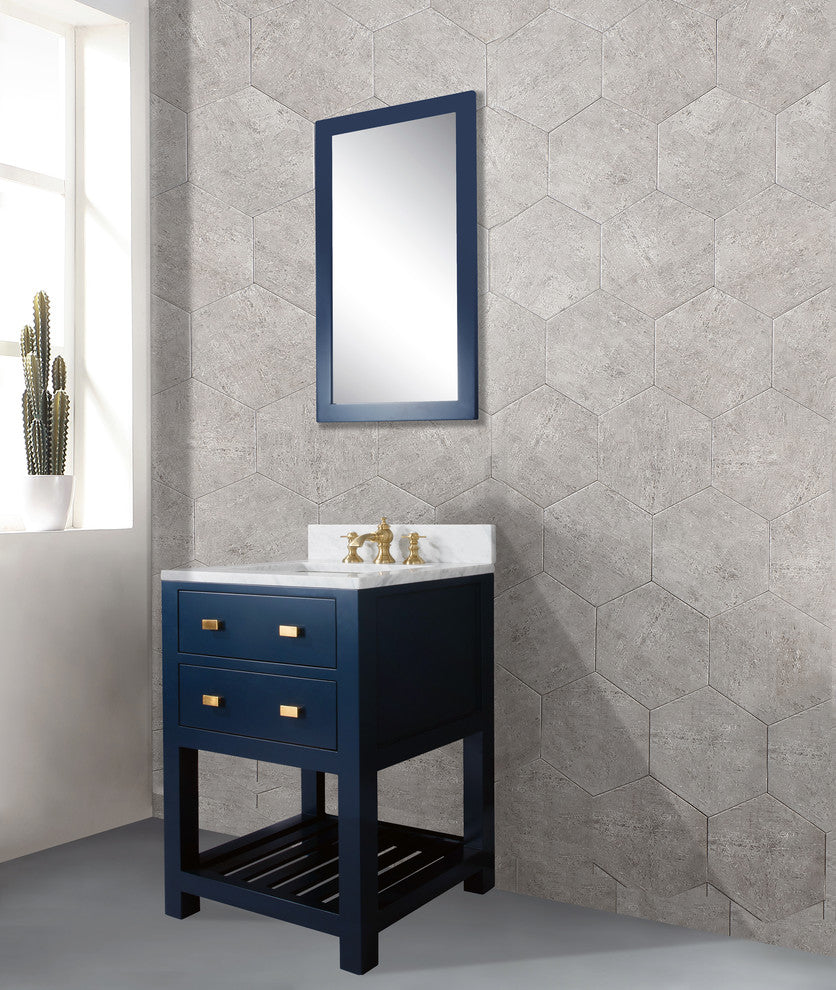 Madalyn 24" Monarch Blue Bathroom Vanity With Satin Brass Faucet