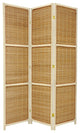 6'' Tall Woven Accent Room Divider, 3 Panel, Cream