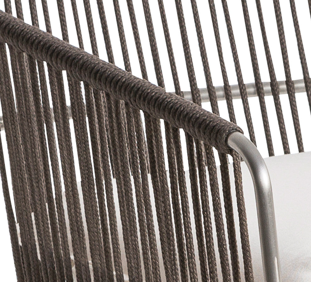 OASIQ SANDUR Sun Lounger, Rope: Taupe, Cushions: Natural, Frame: Stainless Steel