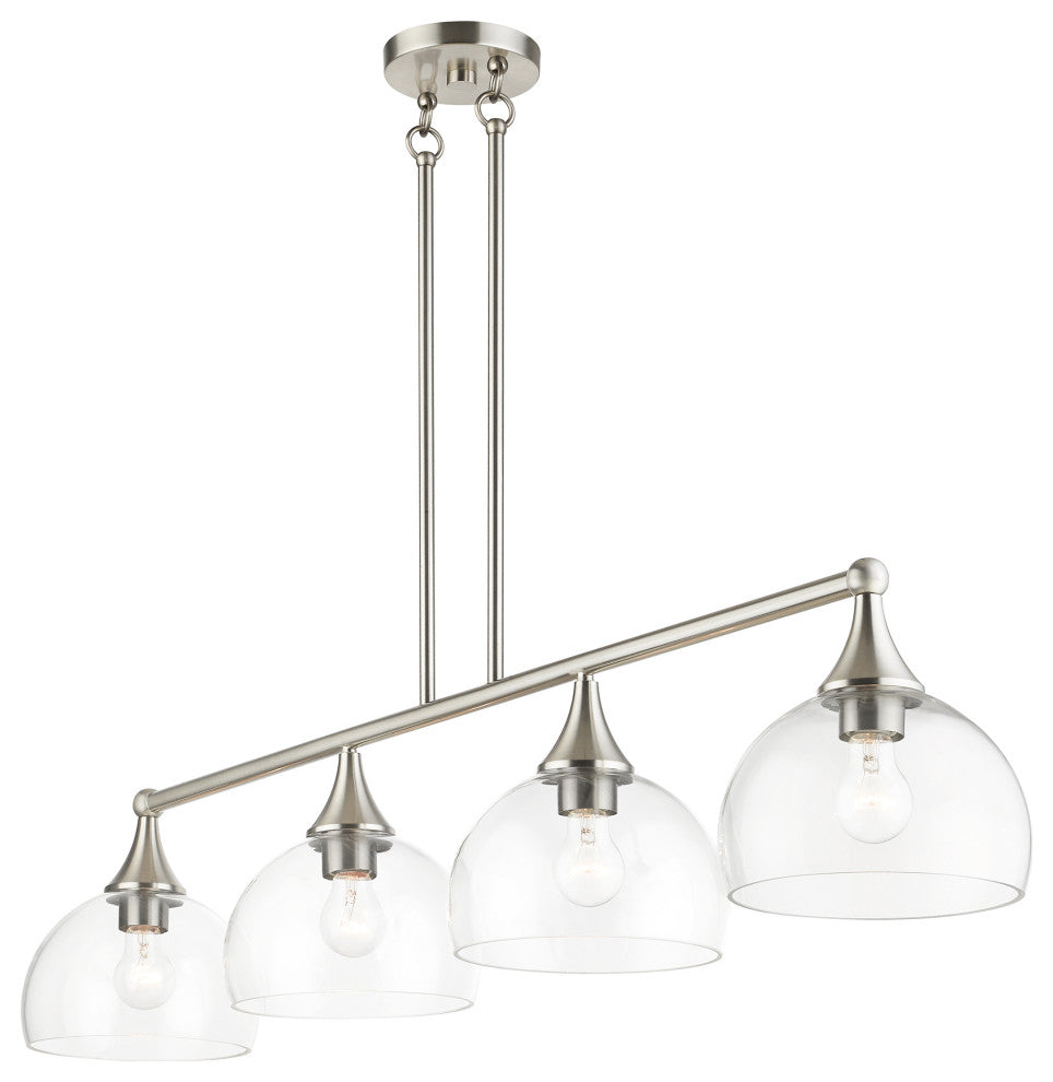 4 Light Brushed Nickel Large Linear Chandelier