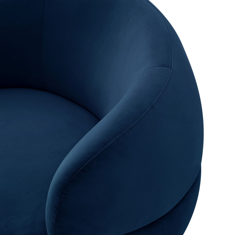 Inspired Home Shaniyah Accent Chair, Swivel, Navy/Chrome Velvet