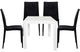 LeisureMod Mace Mid-Century 5-Piece Outdoor Patio Dining Set, White/Black