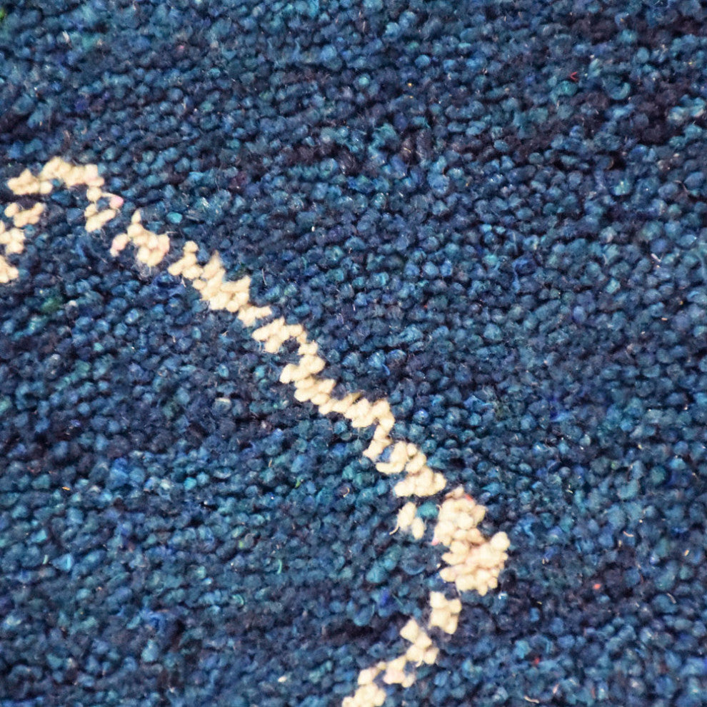 HAND KNOTTED LOOM SILK AREA RUGS-9'x12',Rectangle,Blue White,Contemporary