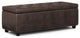 Hamilton 48 Inch Wide Rectangle Storage Ottoman In Distressed Brown Faux Leather