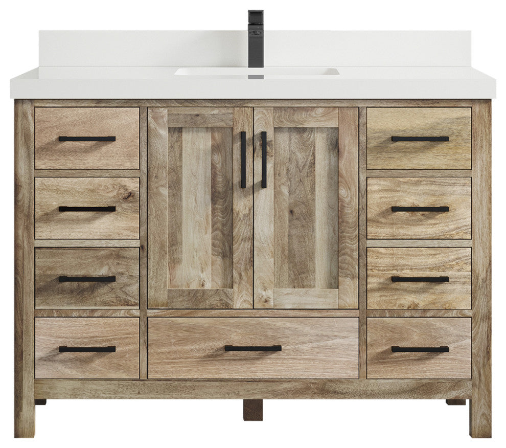 Malibu Mango 48 Single Sink Bath Vanity in Natural 2" White Quartz