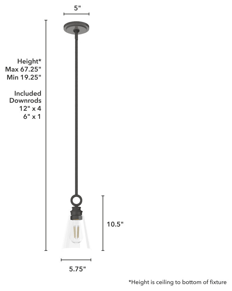Hunter 6" Klein Noble Bronze 1 Light Pendant Ceiling