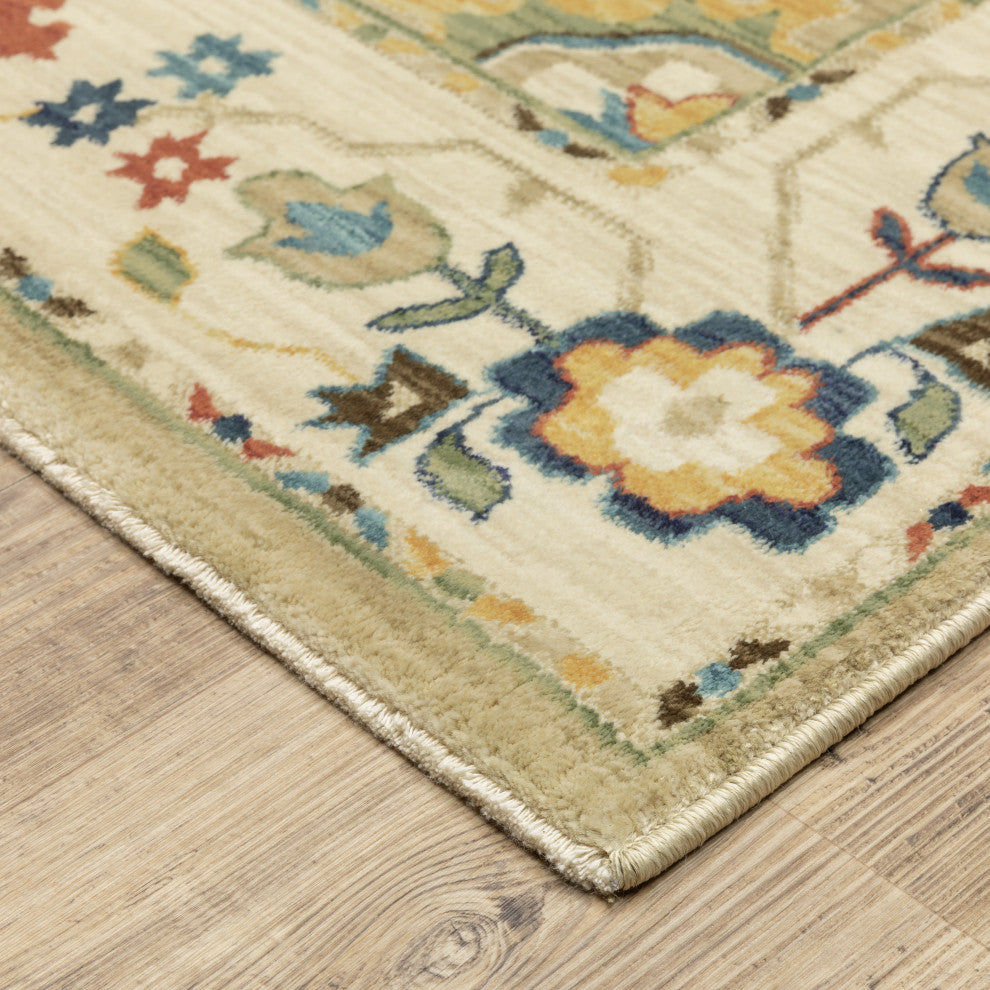 Fabienne Persian Floral Indoor Beige/Multi Area Rug, 7'10"x10'10"