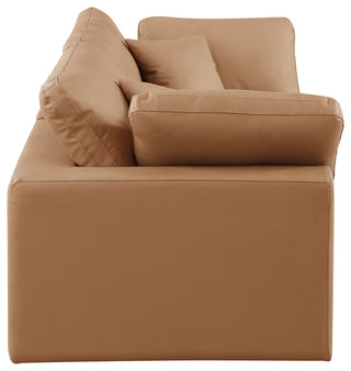 Comfy Upholstered Modular Sofa, Cognac, 2-Piece: 2 Corner Chair, Vegan Leather
