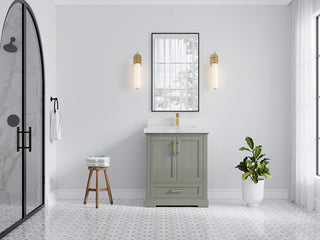 Boston 30 Single Sink Bath Vanity in Evergreen 2" Calacatta Nuvo