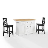 Julia Wood Top Island With X-Back Stools, Island and 2 Stools