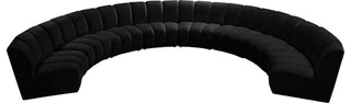 Infinity Channel Tufted Velvet Modular Chair, Black, 8 Piece