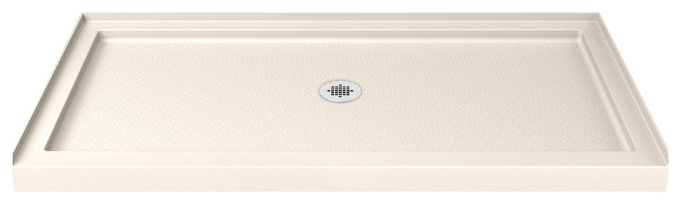 Single Threshold Shower Base, Biscuit Color Center Drain