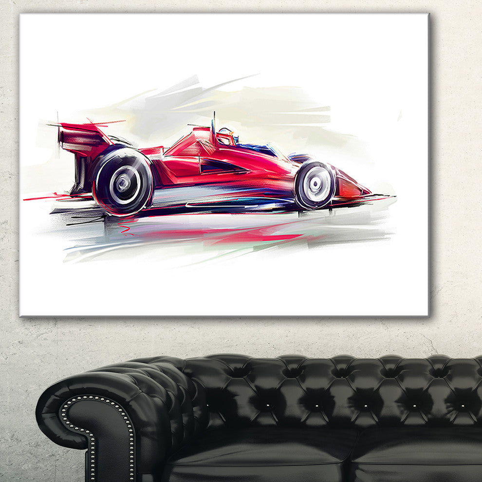 "Red Formula One Car" Digital Car Canvas Print, 40"x30"