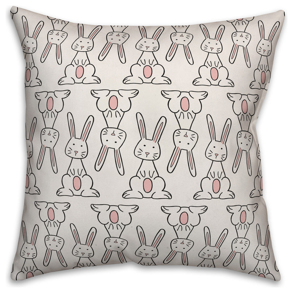Happy Bunny Pattern 18x18 Throw Pillow Cover