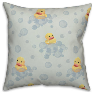 Rubber Duckies On Green 18 x 18 Spun Poly Pillow