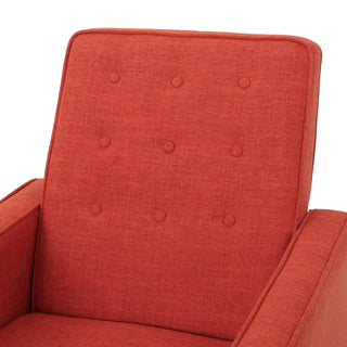 GDF Studio Macedonia Mid-Century Modern Button Tufted Fabric Recliner, Muted Orange Fabric