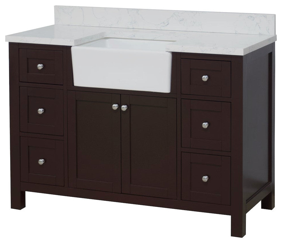 Yorkshire 48" Bathroom Vanity, Chocolate, Engineered Marble