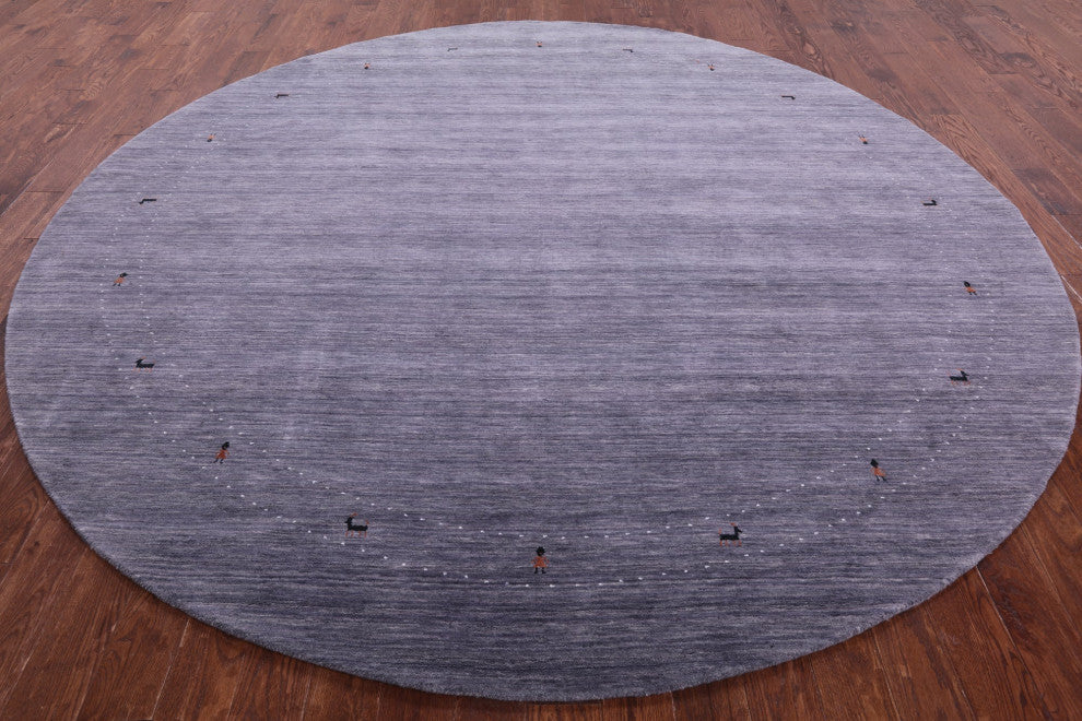 10' Round Hand Knotted Persian Gabbeh Wool Rug - Q15186