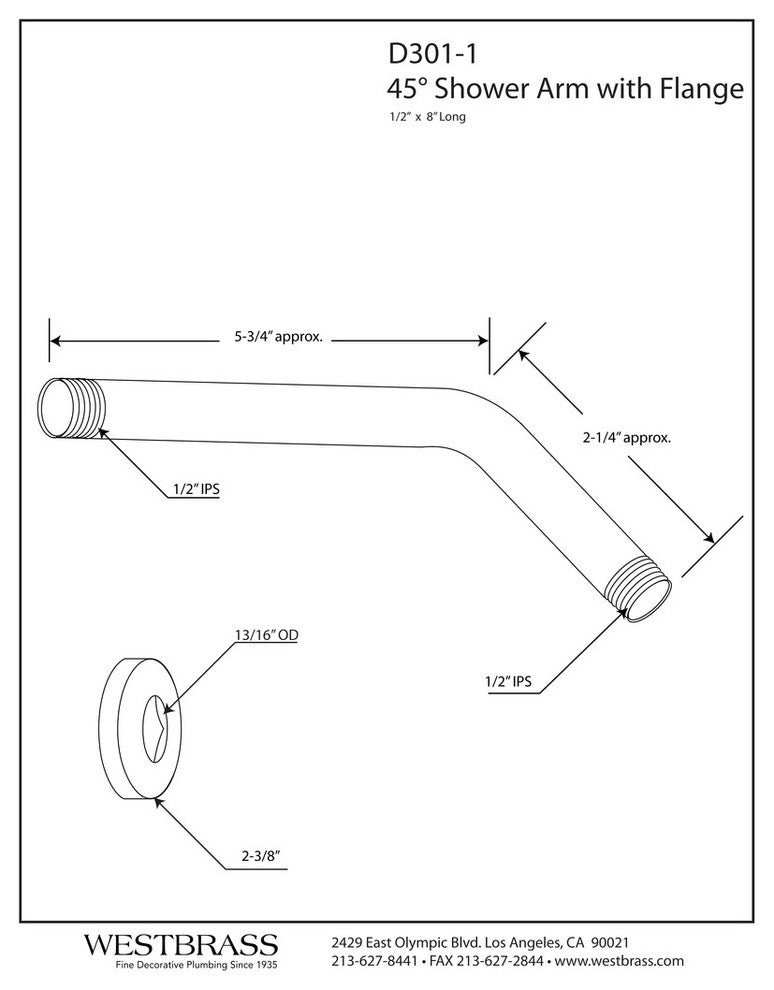 8" Shower Arm In Satin Nickel