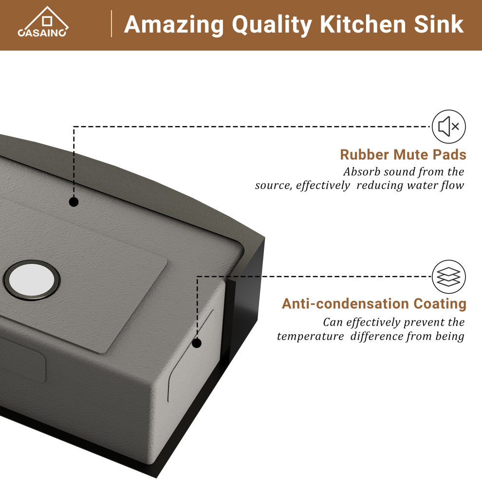 30in Farmhouse Stainless Steel Sink Single Bowl Apron Workstation Kitchen Sink