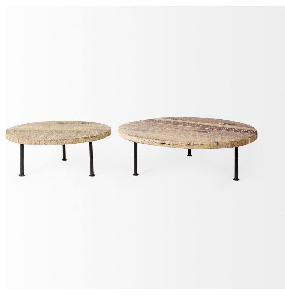 Cedric 15Lx15Wx6H Light Brown Wood With Black Metal Legs Display Stand