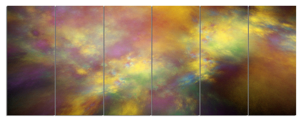 Perfect Yellow Starry Sky, Abstract Canvas Art Print, 70"x28", 6 Panels