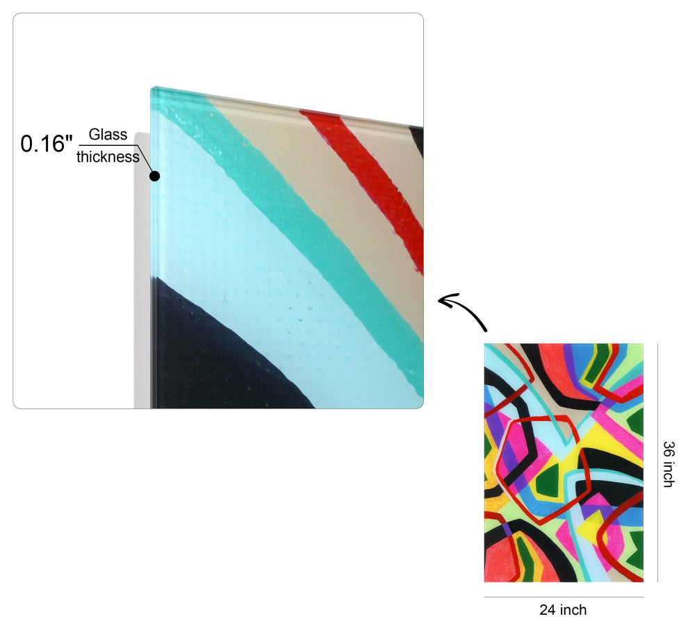 "Bold Shape Shift II" Frameless Free-Floating Reverse Printed Tempered Art Glass