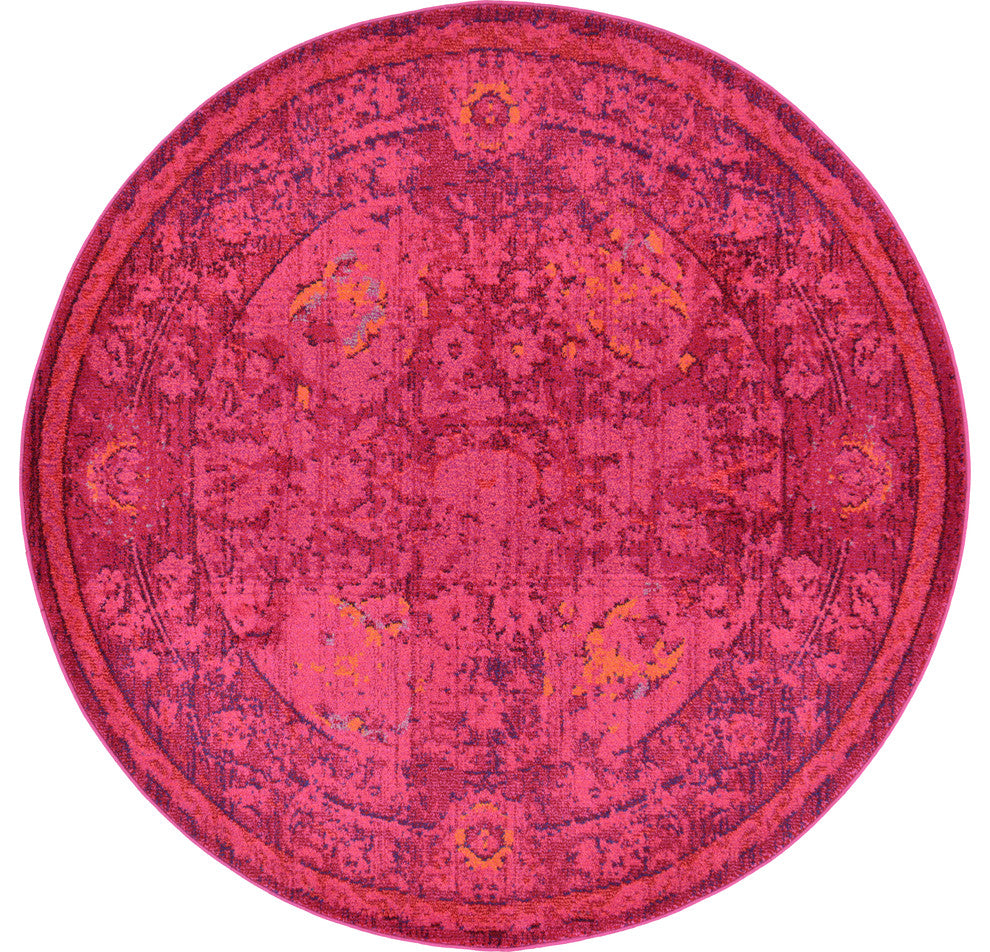 Unique Loom Red Salamanca Medici 6' 0 x 6' 0 Round Rug