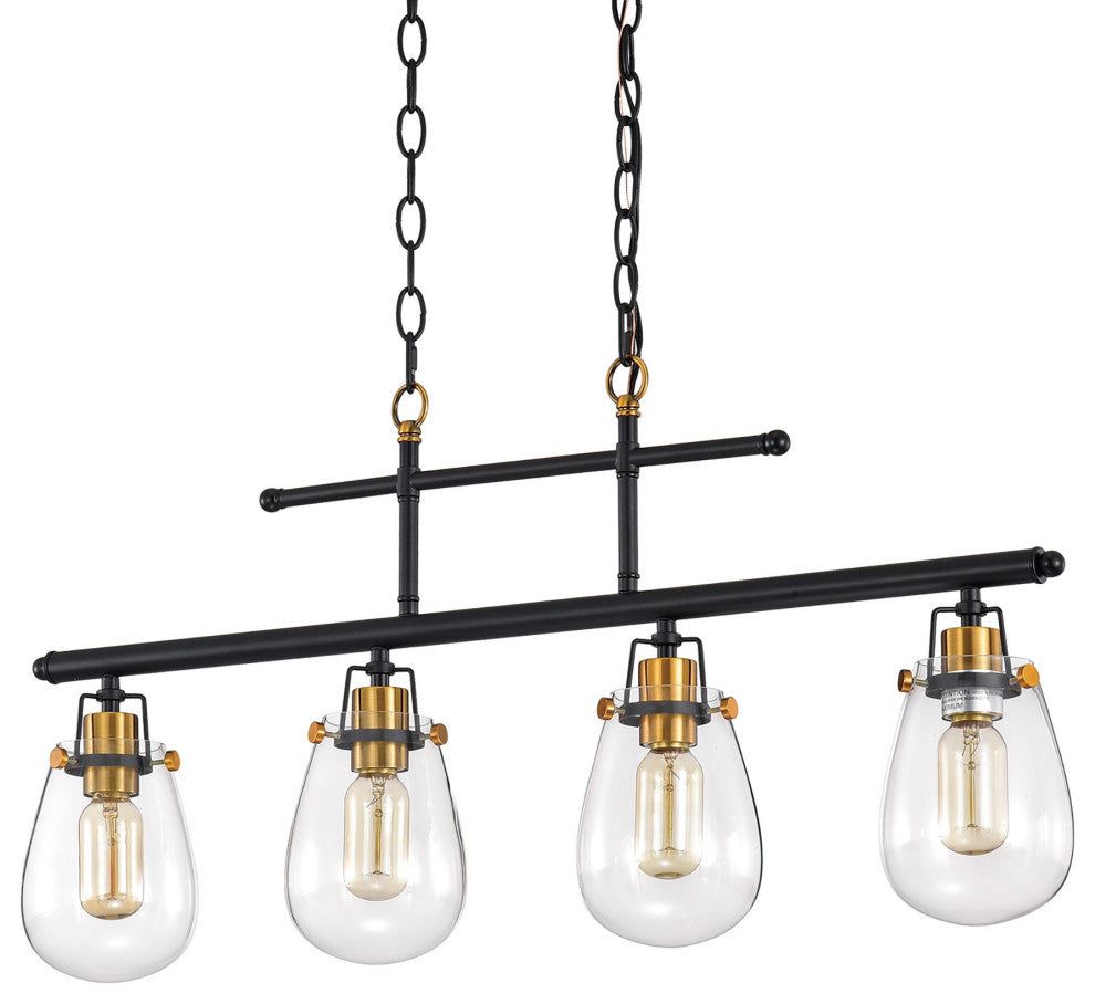 4- Light Black and Antique Gold Kitchen Island Chandelier