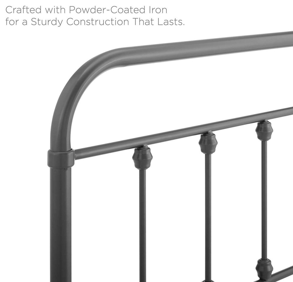 Headboard, Full Size, Metal, Gray, Modern Farmhouse, Bedroom Master