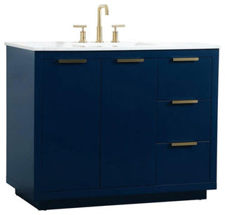 Elegant Decor Blake 42" Aluminum Alloy MDF Single Bathroom Vanity in Blue