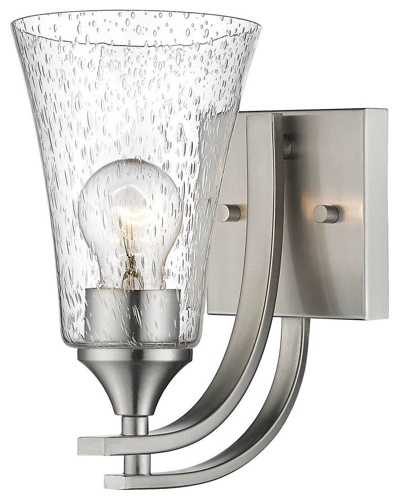 Natalie Collection 1 Light 5 in. Satin Nickel  Bathroom Sconce
